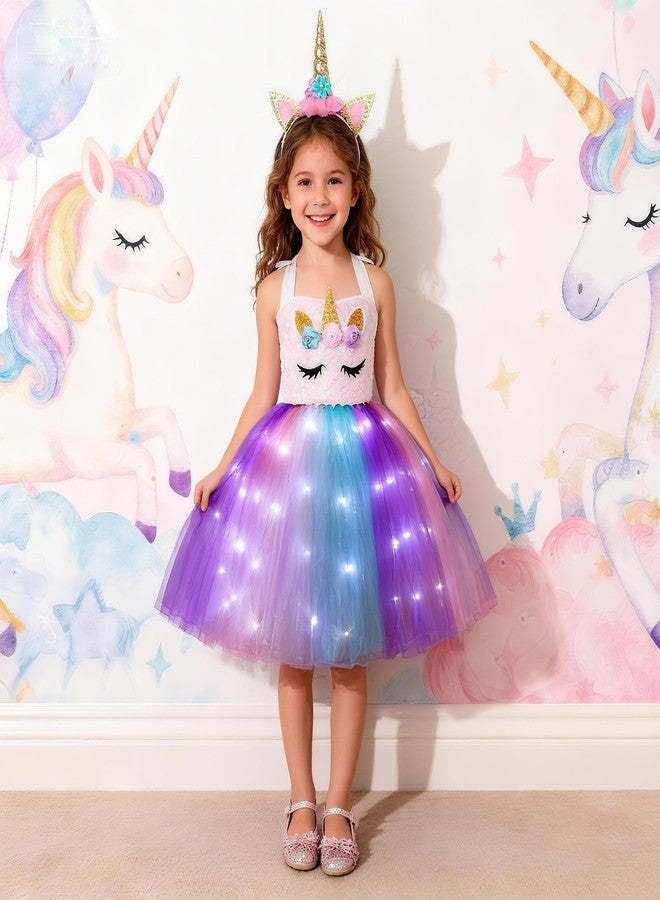 Davsolly Unicorn Costume for Girls Led Light Up Unicorn Princess Tutu Outfit for Halloween Dress Up Birthday Christmas Gifts - Image 3